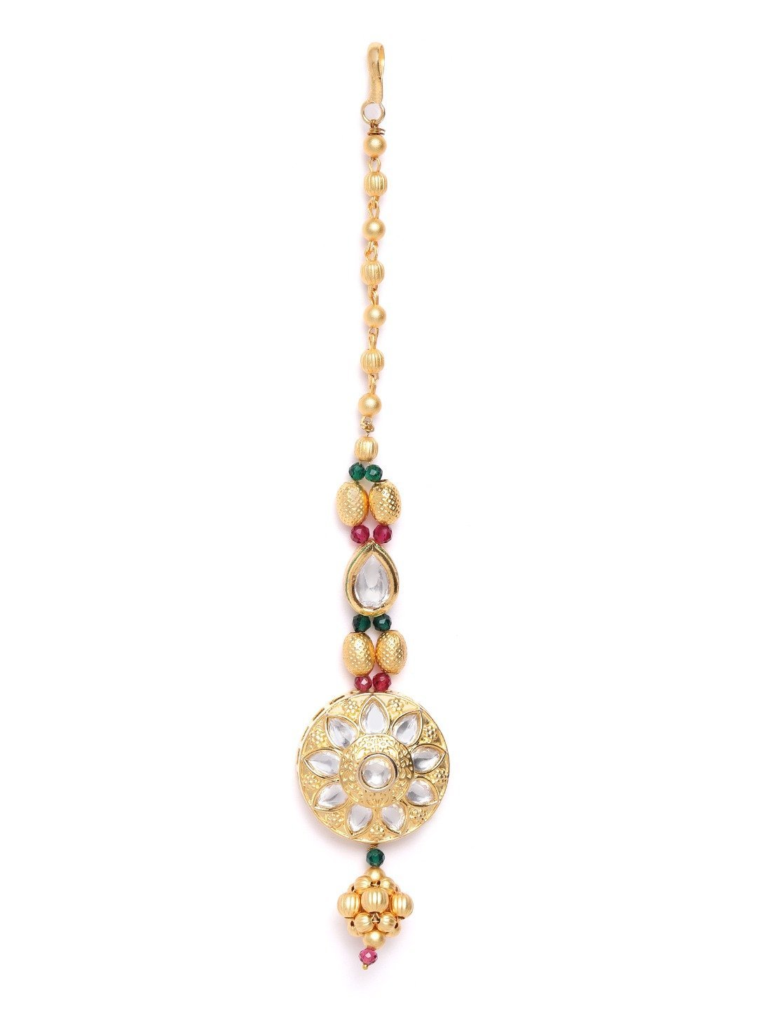 Women's Gold Plated Kundan Studded Handcrafted Maang Tikka