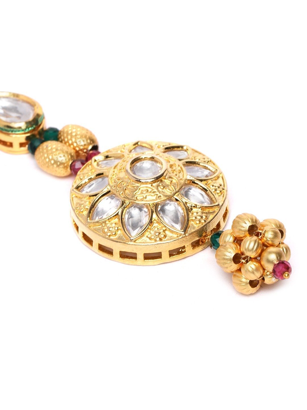 Women's Gold Plated Kundan Studded Handcrafted Maang Tikka