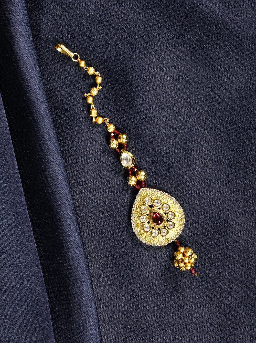 Women's Gold Plated Stone Studded Maang Tikka