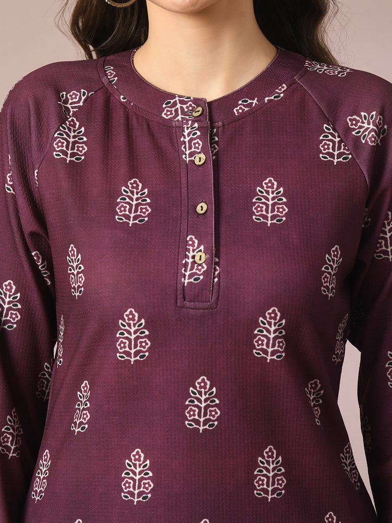 Women's  Violet Embellished Raglan Sleeve Party Top