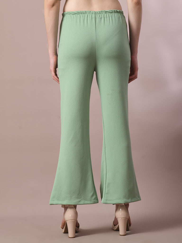 Women's  Sea Green Solid Party Parallel Trousers