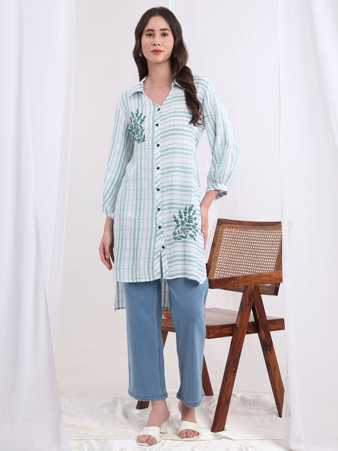 Women's Viscose Rayon Hand Embroidery Shirt S4001