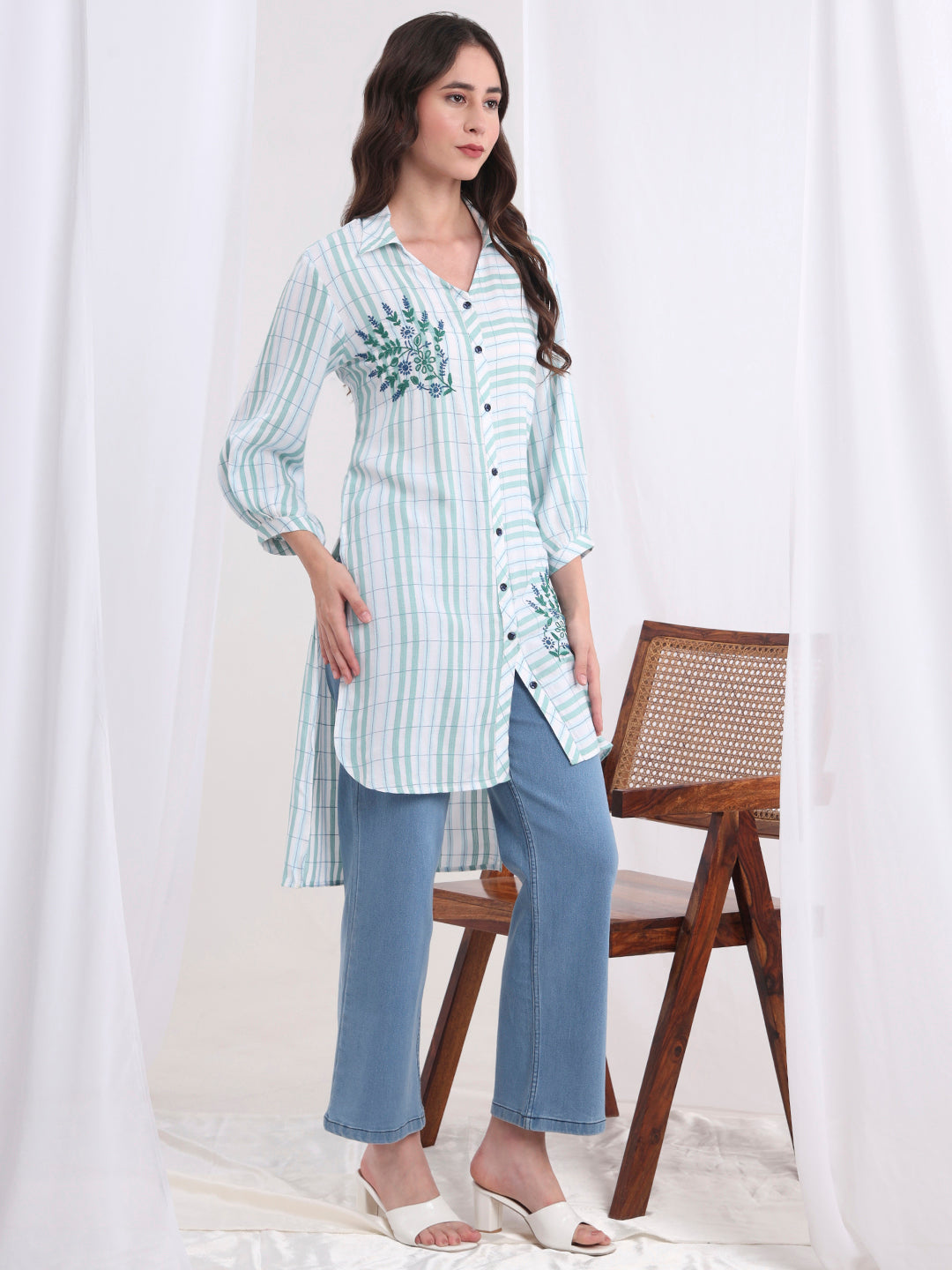 Women's Viscose Rayon Hand Embroidery Shirt S4001