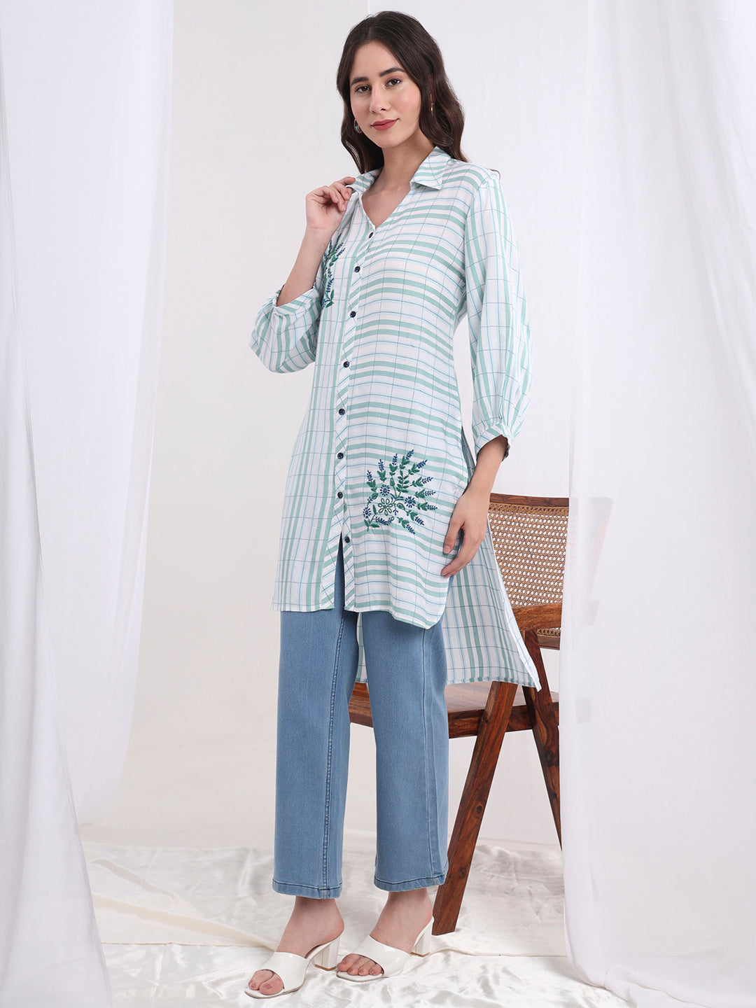 Women's Viscose Rayon Hand Embroidery Shirt S4001