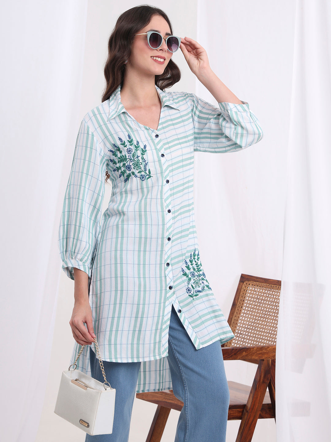 Women's Viscose Rayon Hand Embroidery Shirt S4001