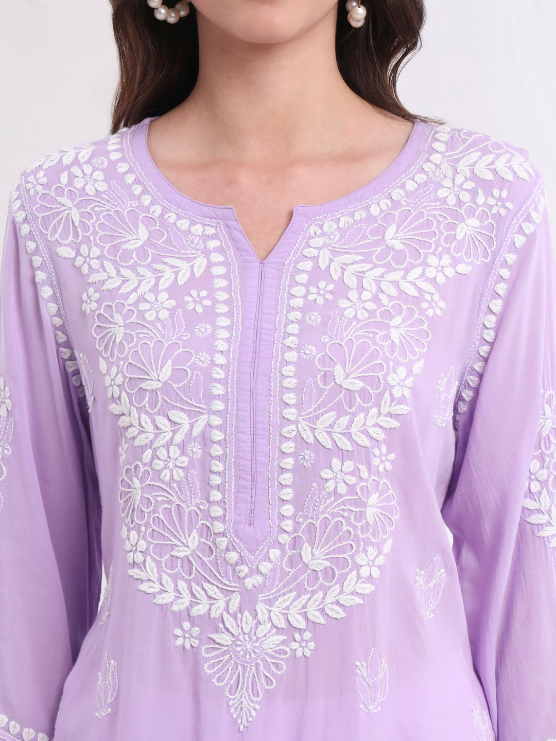 Women's Chikankari Purple Modal Cotton Kurti S1005