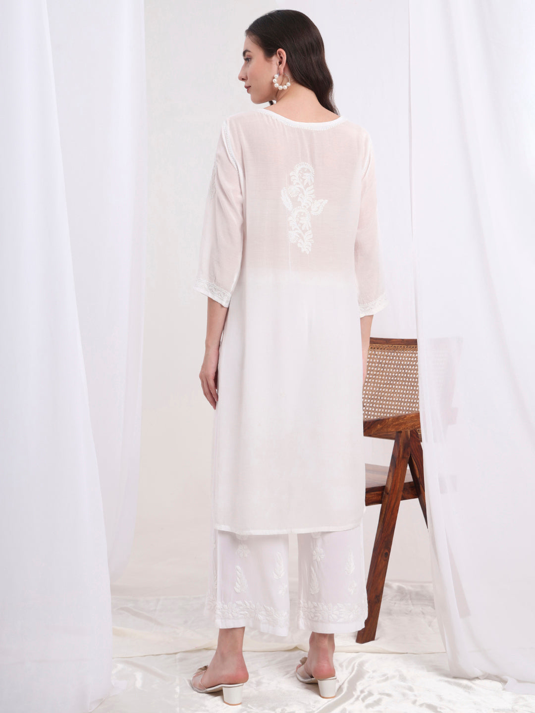 Women's Chinkankari White Muslin Co-Ord Set S1001-101
