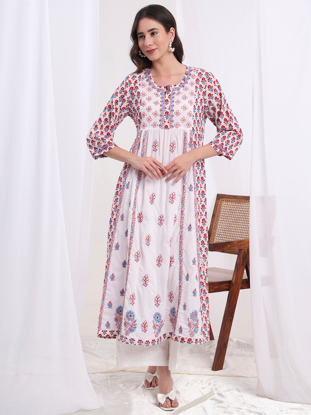 Women's Chikankari Gather Style Kurta S1004