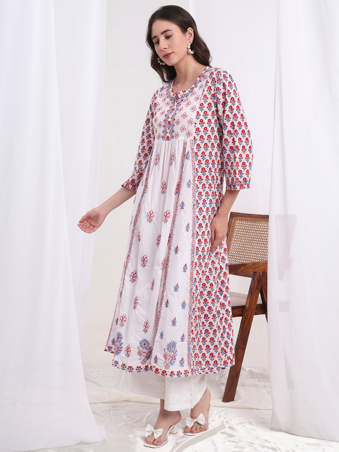 Women's Chikankari Gather Style Kurta S1004