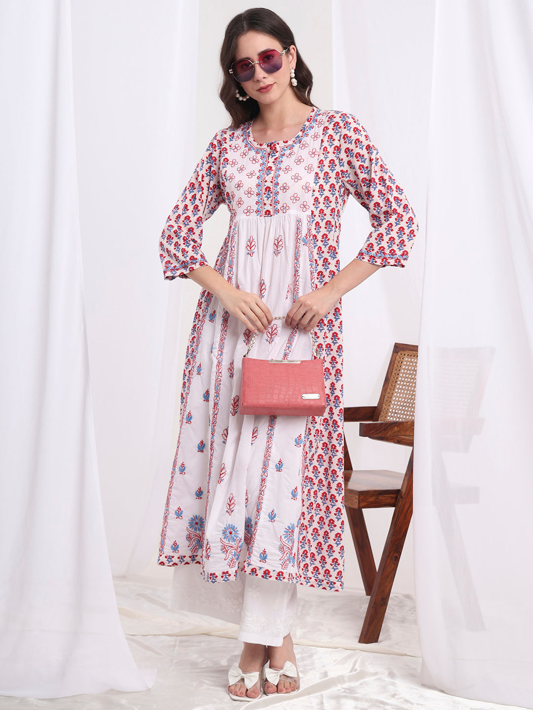 Women's Chikankari Gather Style Kurta S1004