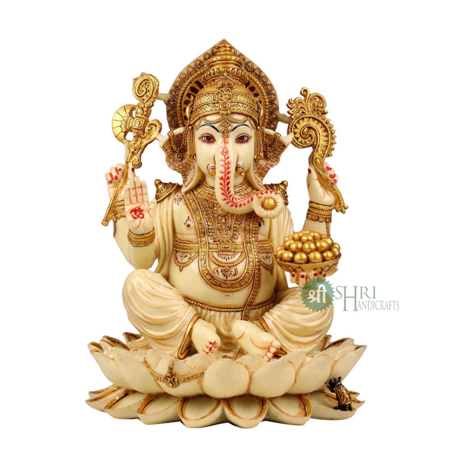 Luxurious Marble Ganesha Idol 6 Inch By Trendia Decor