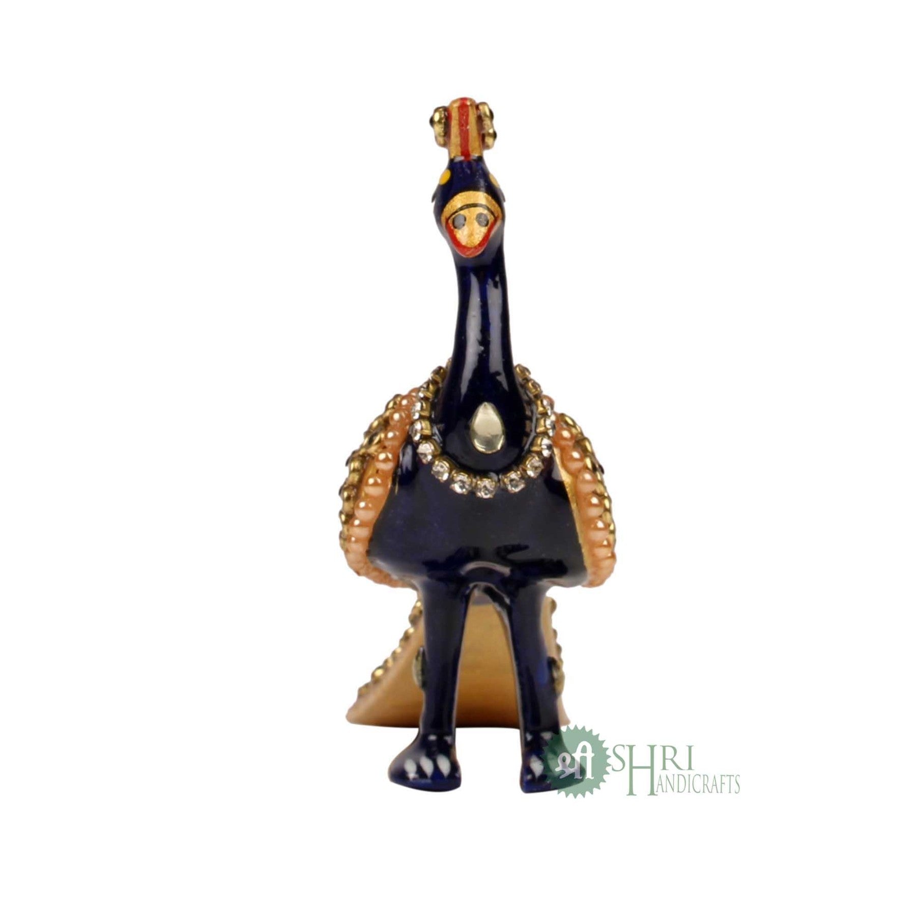 4"PEACOCK WITH TELL JWELLERY STONE STATUE MT
