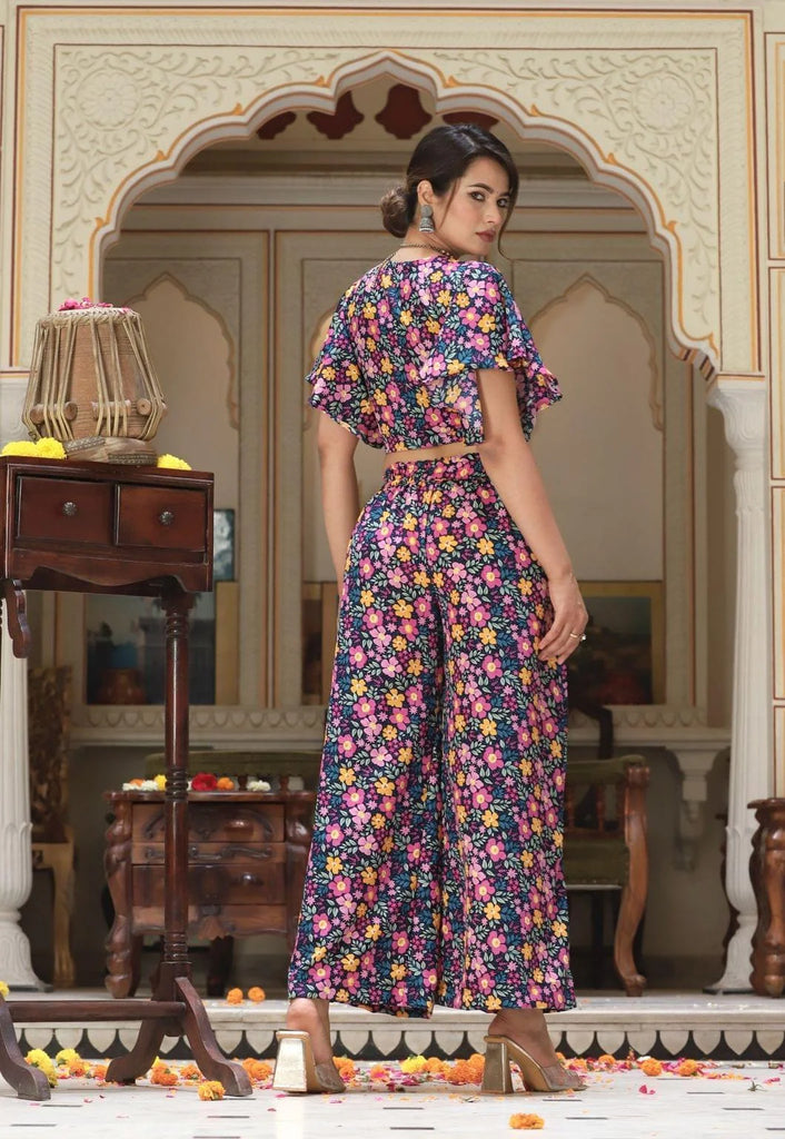 Women's Multicolor Floral Top Palazzo Set