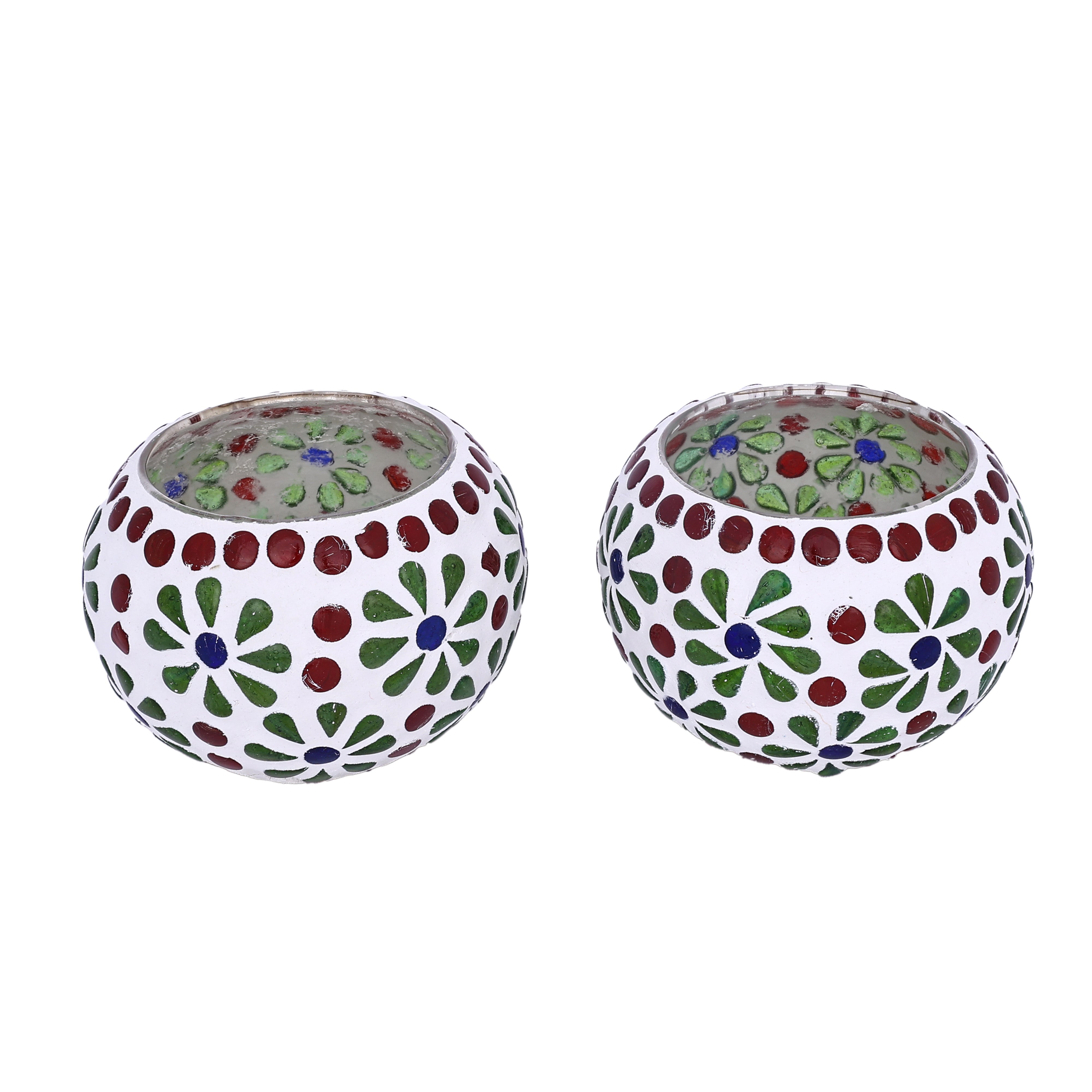 Multicolour Mosaic T-light Holders – Set of 2