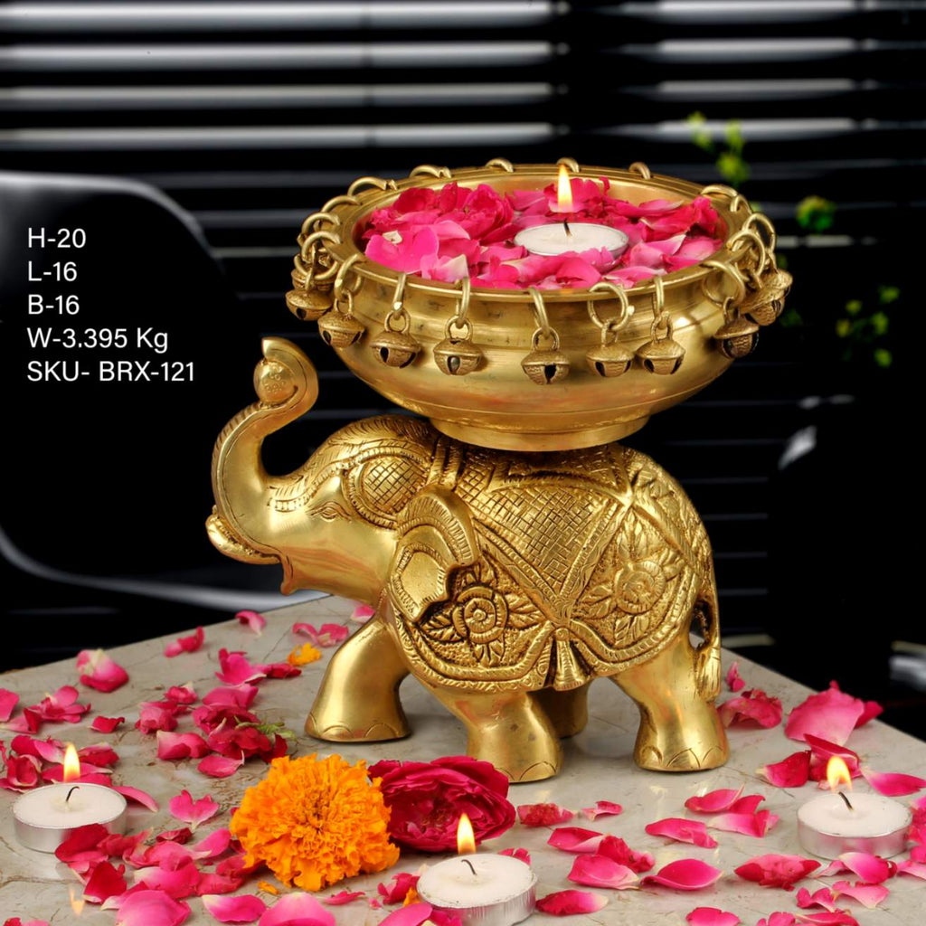 7.5" Brass Elephant Urli