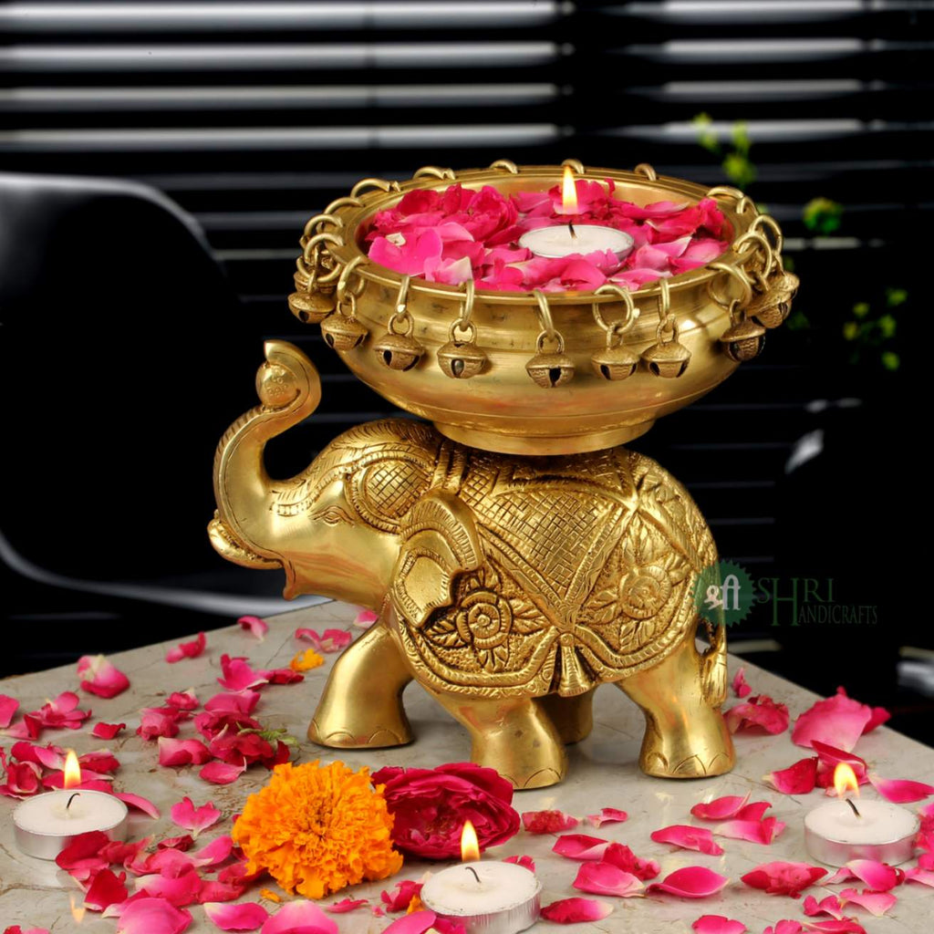 7.5" Brass Elephant Urli