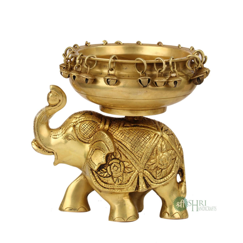 7.5" Brass Elephant Urli