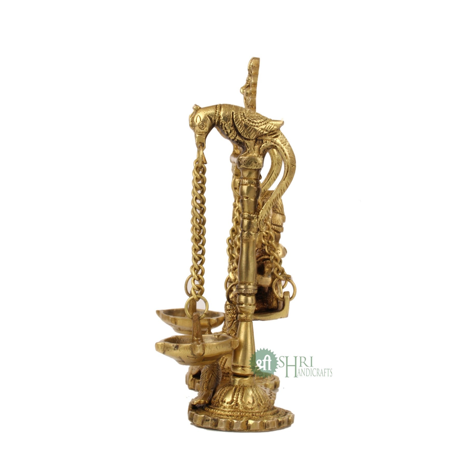 BRX-135-9 (9" BRASS JHULA RADHA KRISHNA WITH DEEPAK BRX)