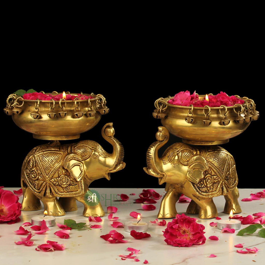 7.5" Brass Elephant Urli