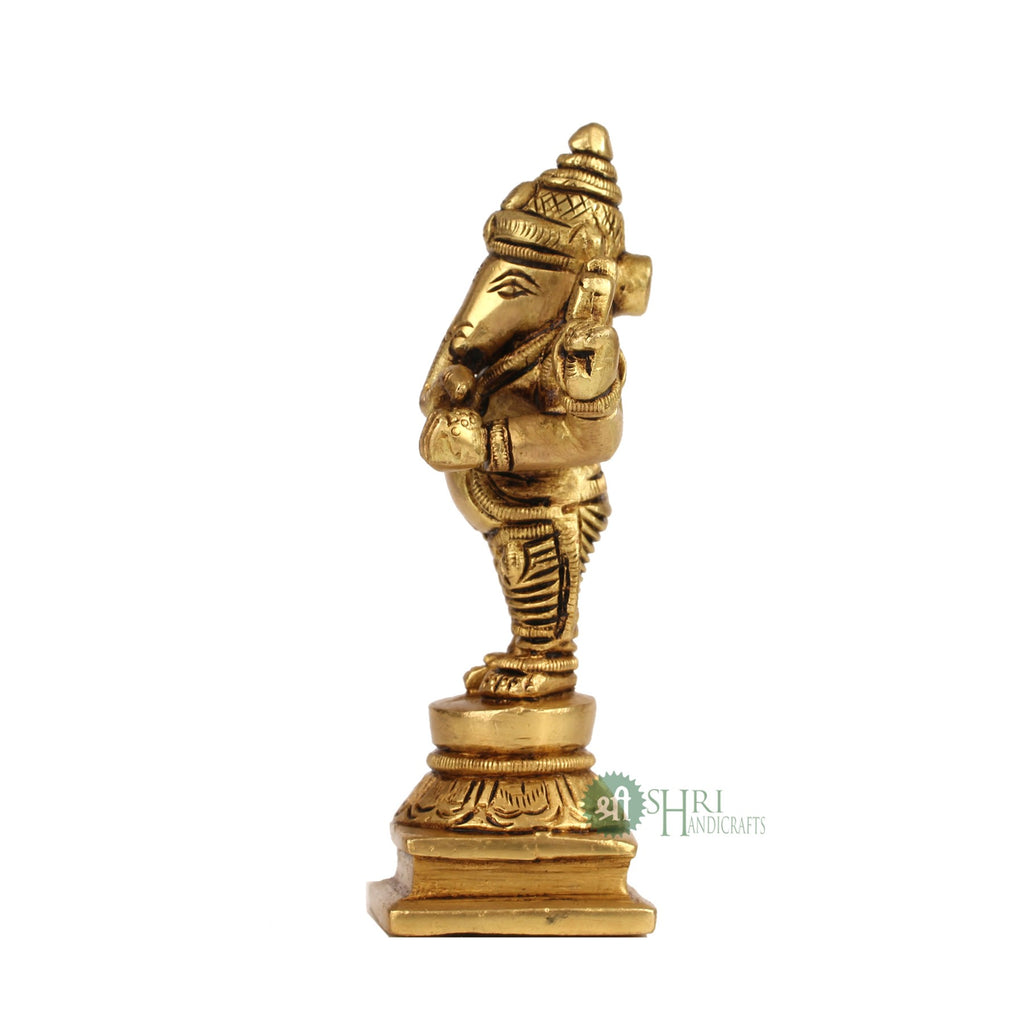 5" Brass Standing Ganesh Idol – Handcrafted Devotional Figurine