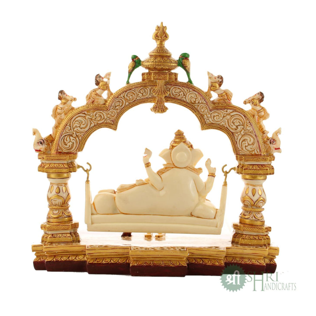 12" RESIN GANESH SITTING ON JHULA IDOL