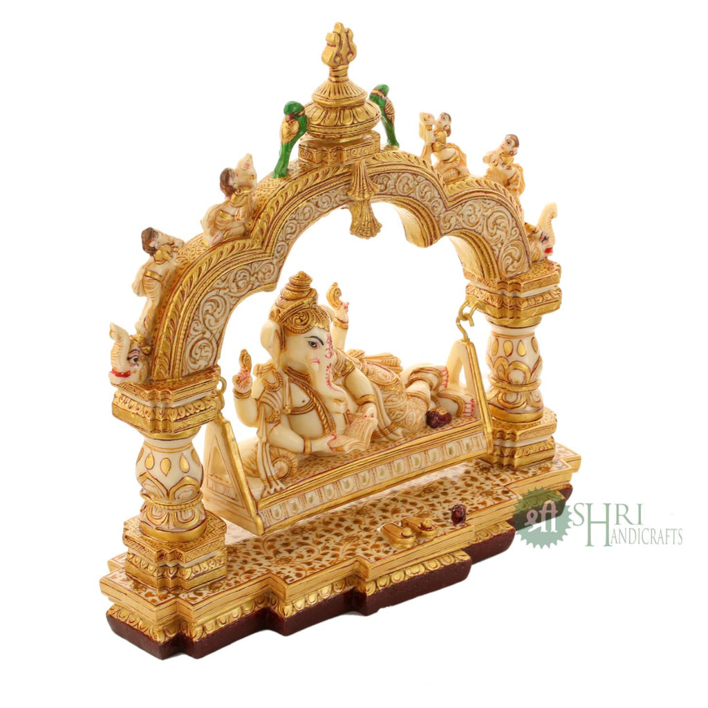 12" RESIN GANESH SITTING ON JHULA IDOL