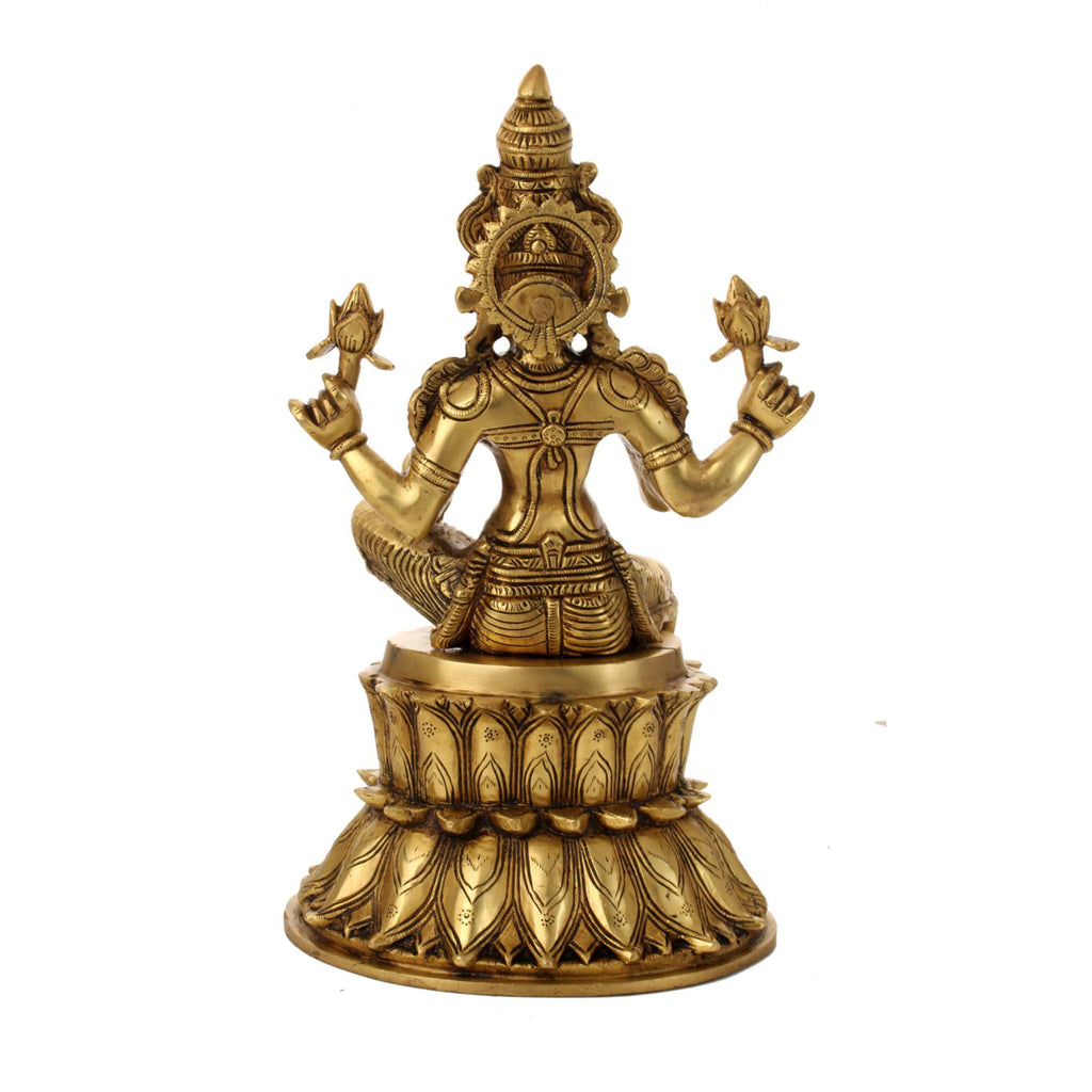 Brass Goddess Lakshmi Seated on Lotus – 15 Inch