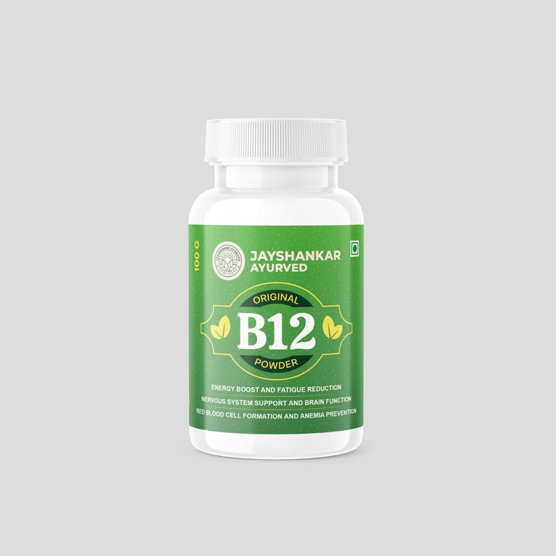 Vitamin B12 Green Food Powder 100G For Men & Women,100% Natural Plant Based B12 Powder, Vitamin B12 Supplement, Helps In Leg Pain, Numbness, Constipation, Memory Loss And Weakness, Pack Of 1 - Jayshankar Ayurved