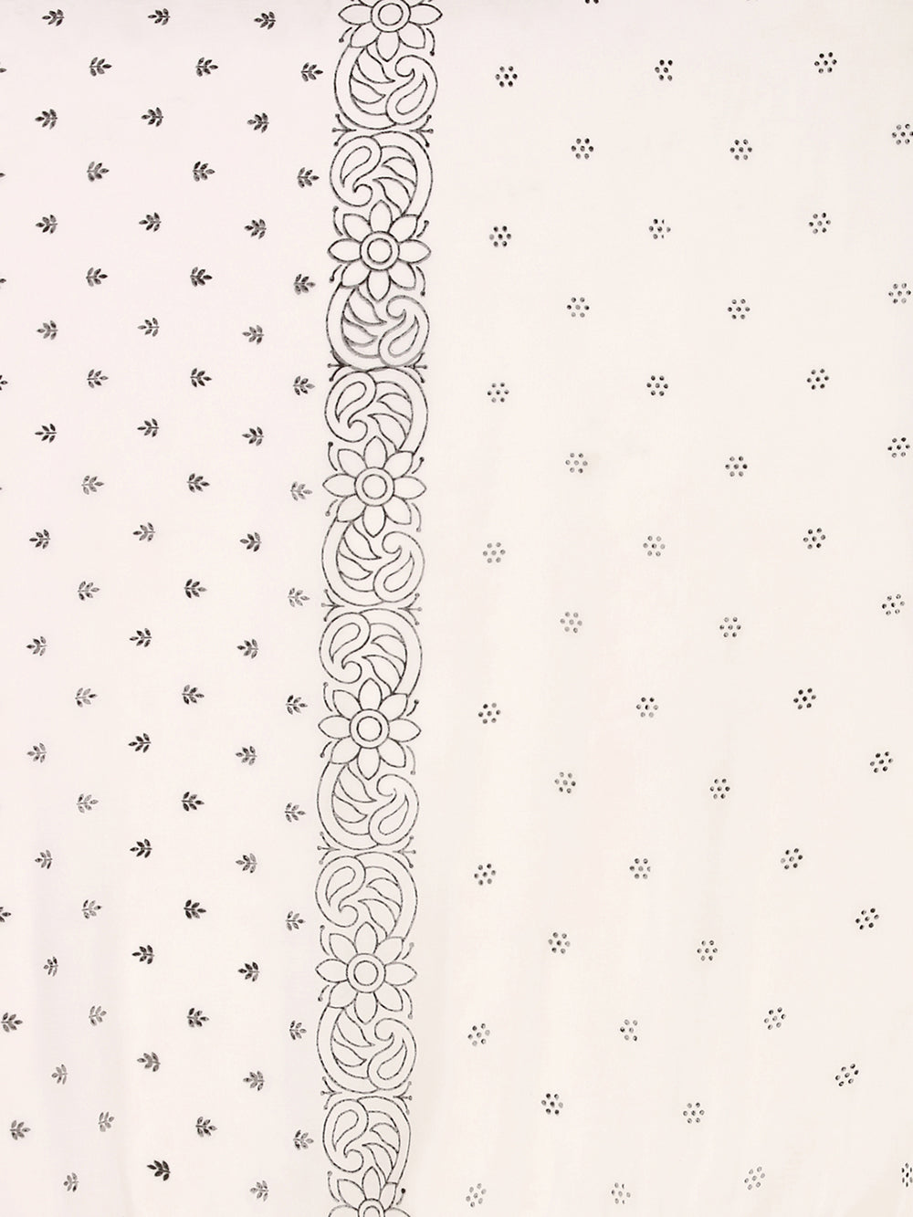 Women's White Floral Block Print Chiffon Dupatta - NIMIDHYA