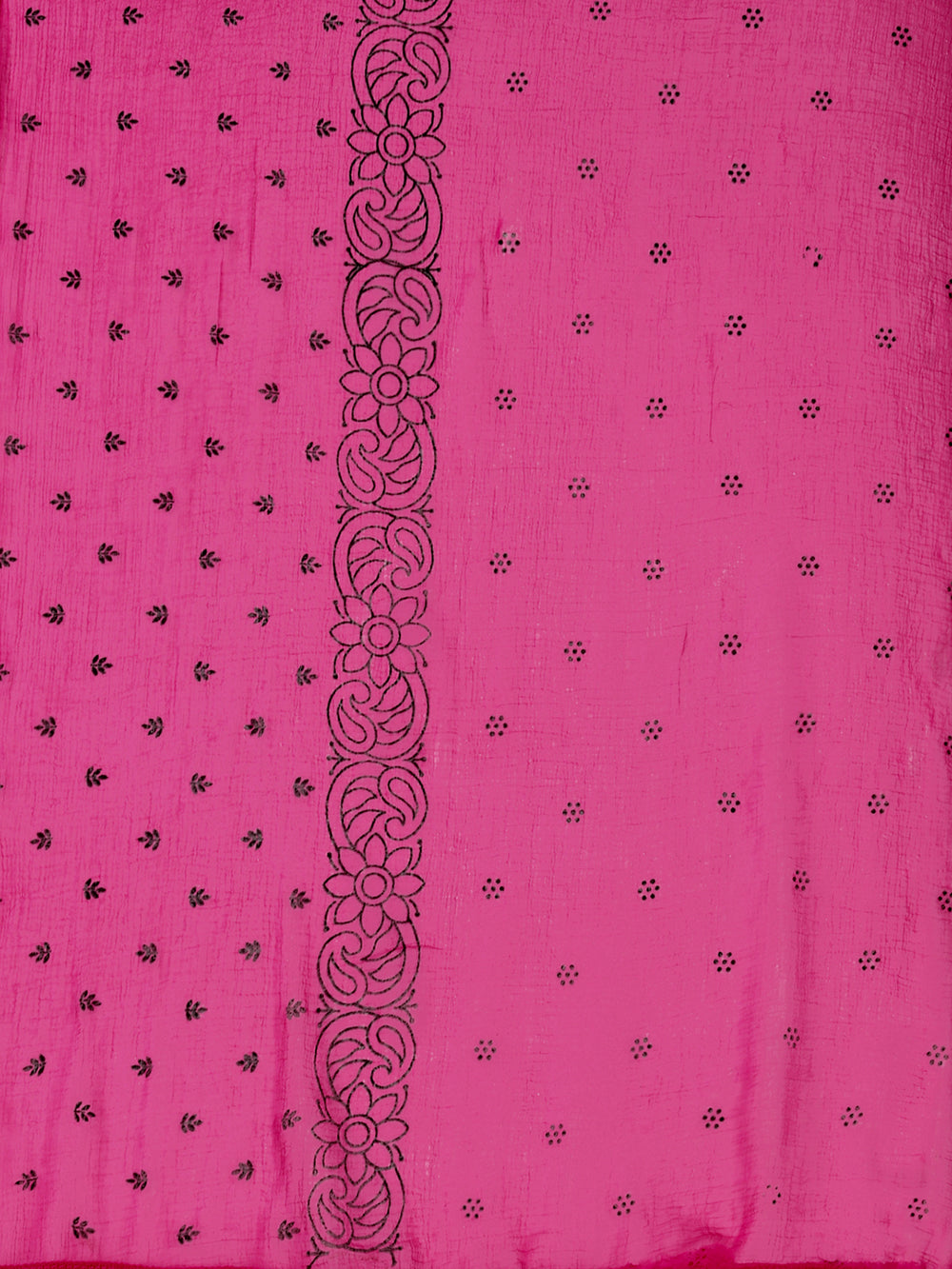 Women's Pink Floral Block Print Chiffon Dupatta - NIMIDHYA