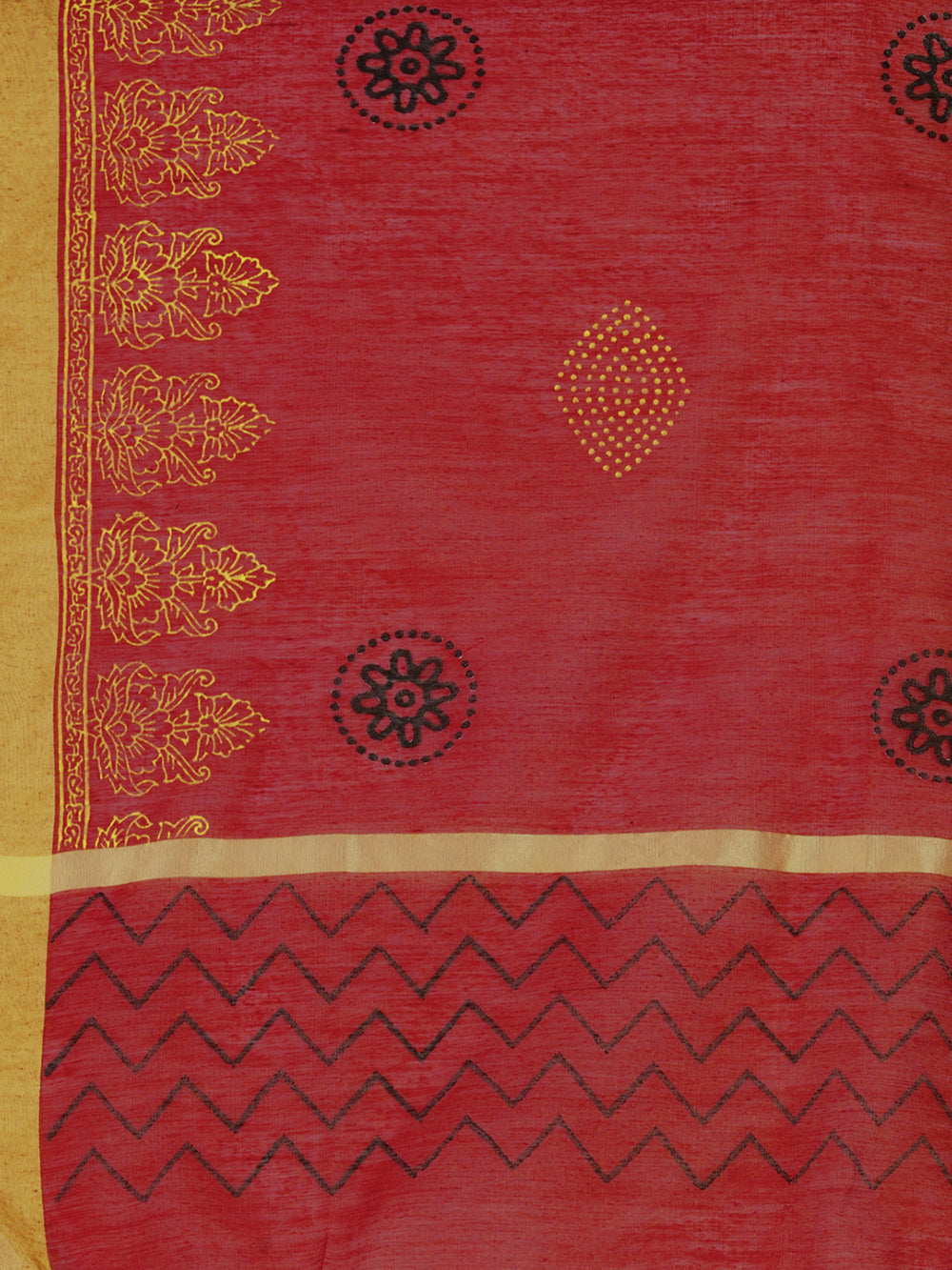 Women's Red  Block Print Woven Cotton Silk Dupatta - NIMIDHYA