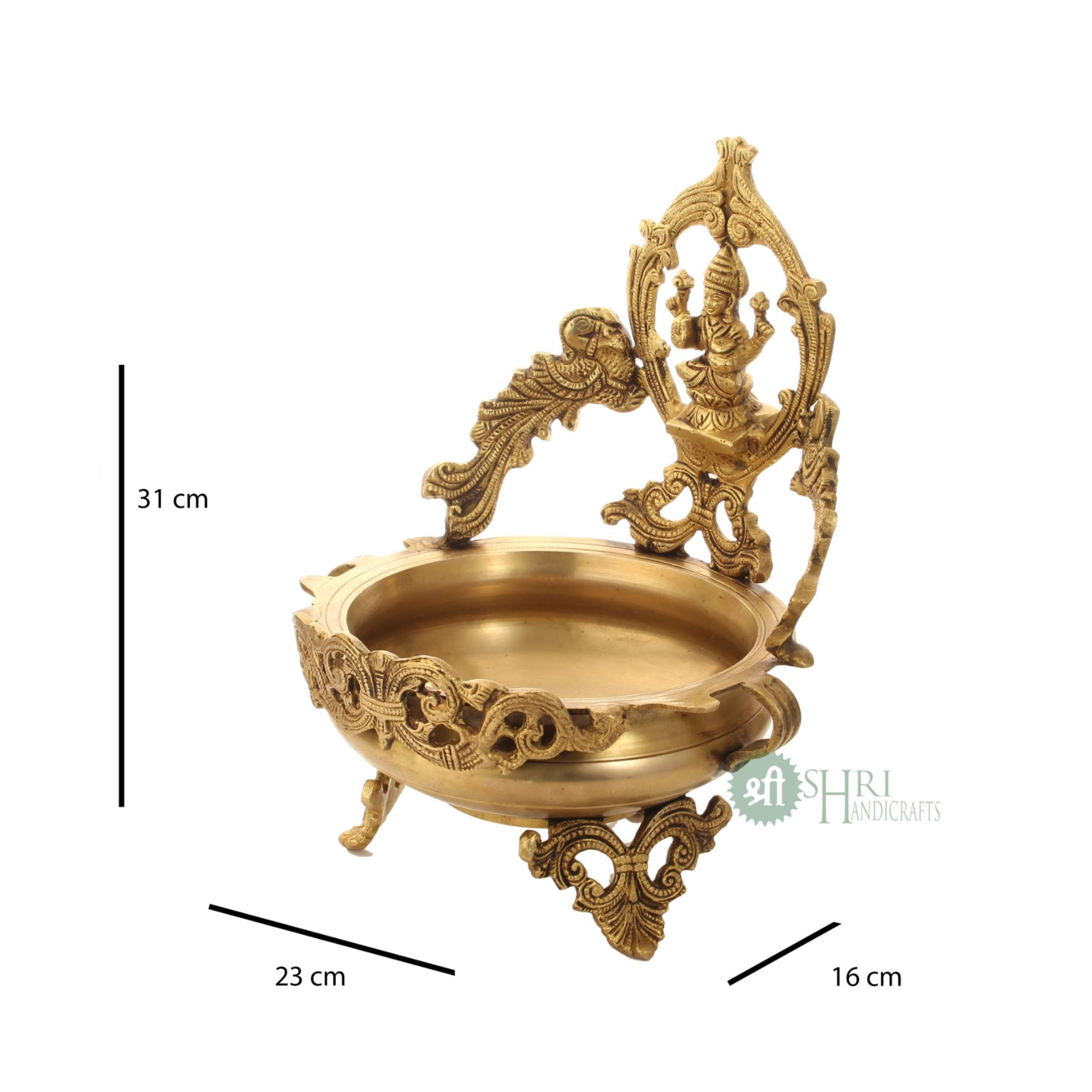 12" Brass Laxmi Urli | Large Handcrafted Brass Urli Bowl for Home Décor & Puja