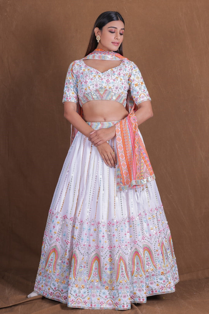 Women's Multi Color Georgette Print Lehenga Set