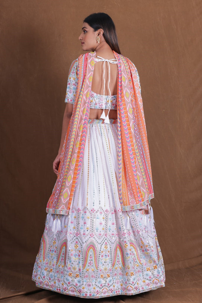 Women's Multi Color Georgette Print Lehenga Set