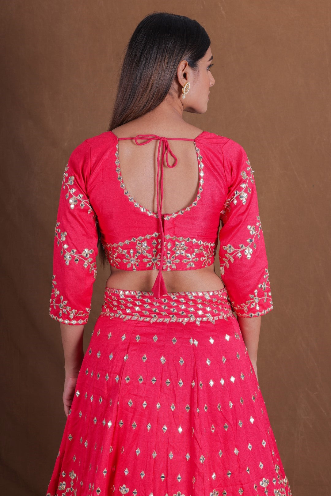 Women's Pink Fantum Embroidered Lehenga Set - Jihu Culture