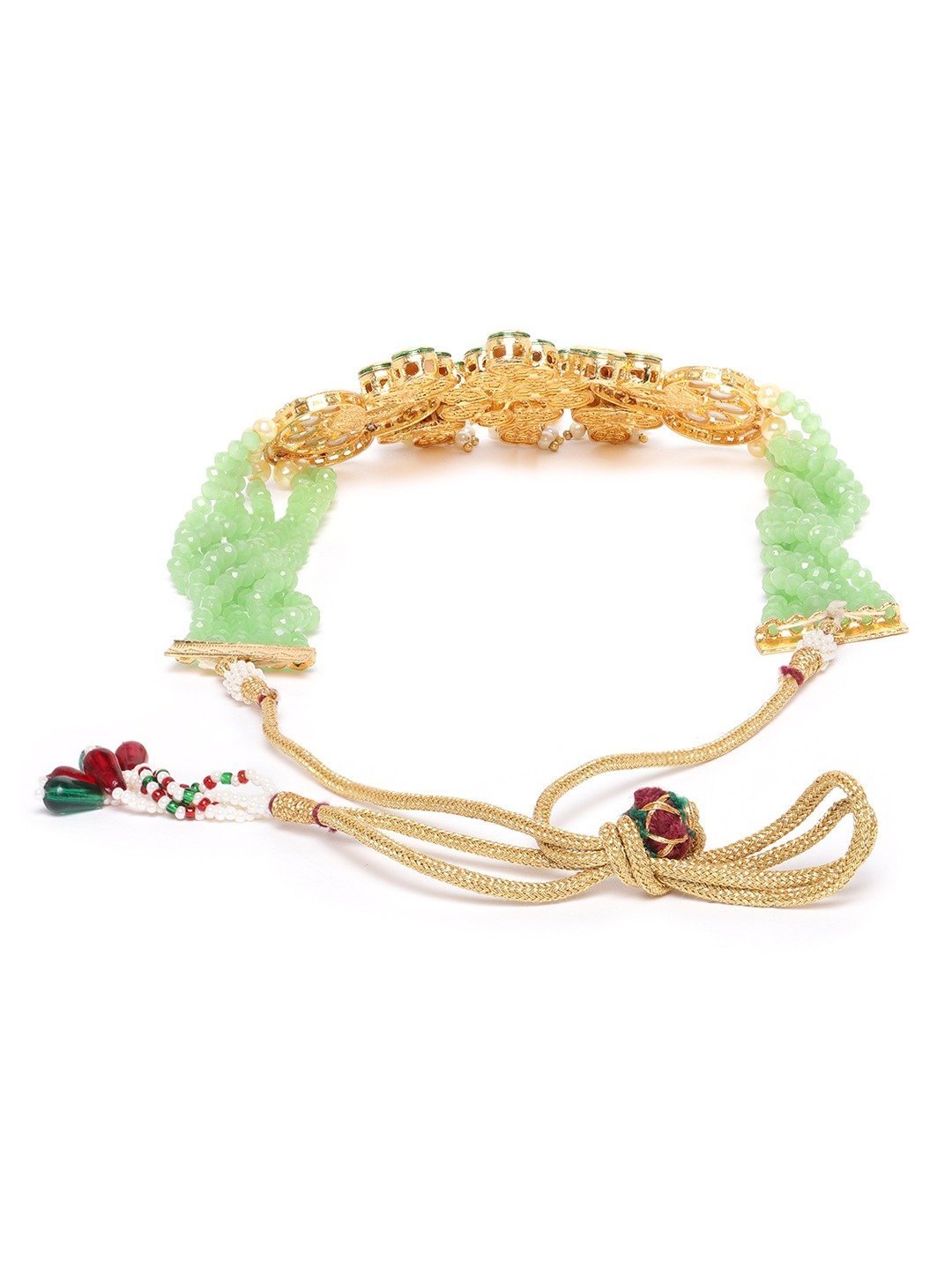 Women's Mint Green Beads Kundan Pearls Gold Plated Choker