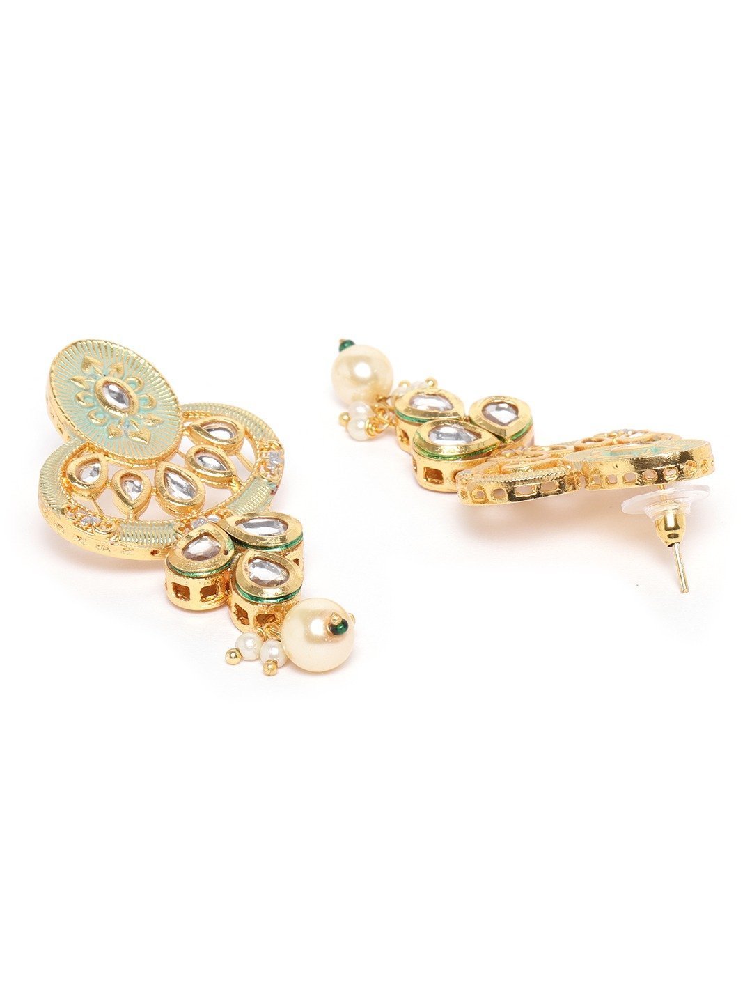 Women's Mint Green Beads Kundan Pearls Gold Plated Choker