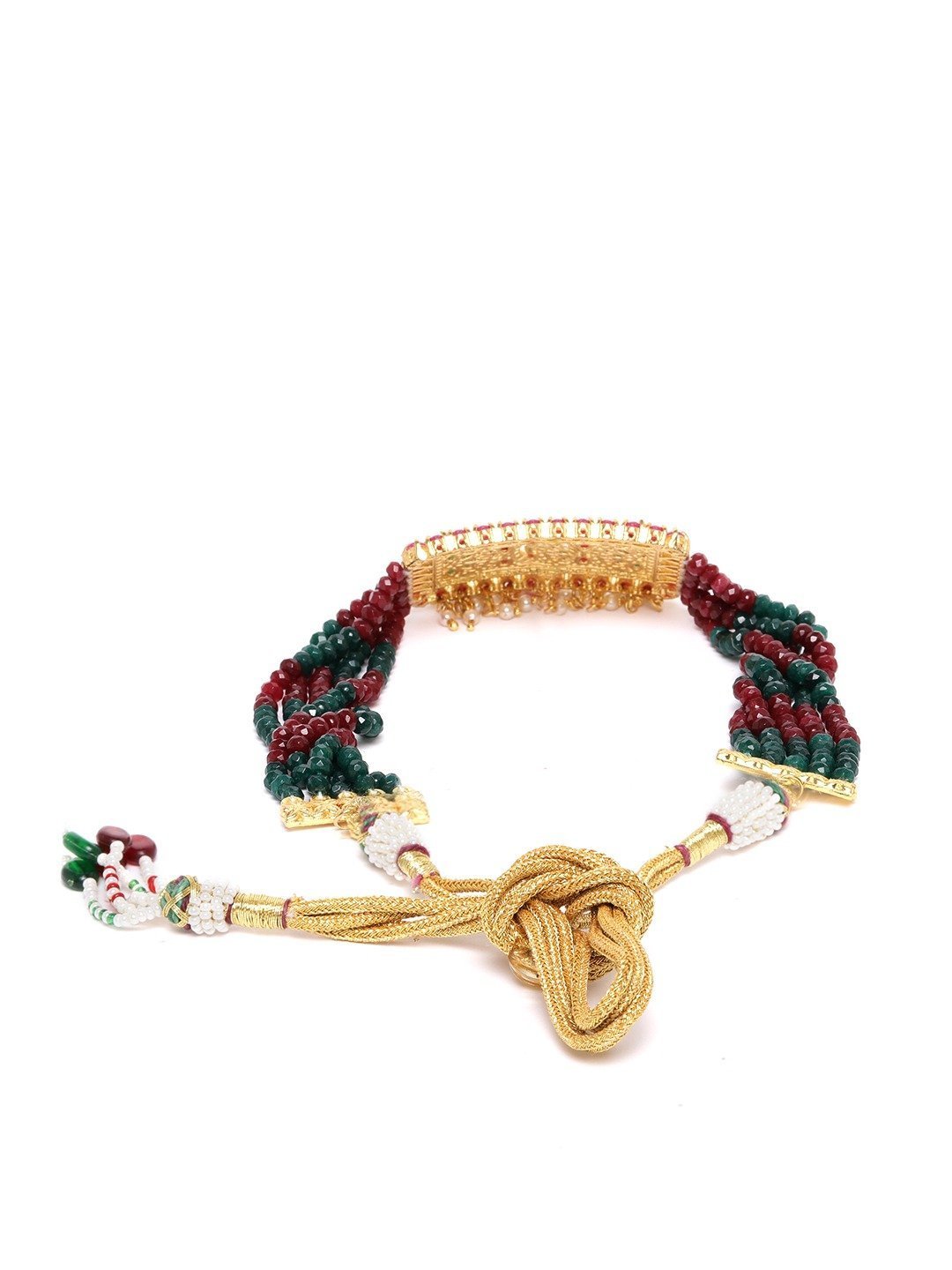 Women's Red Green Beads Ruby Gold Plated Choker
