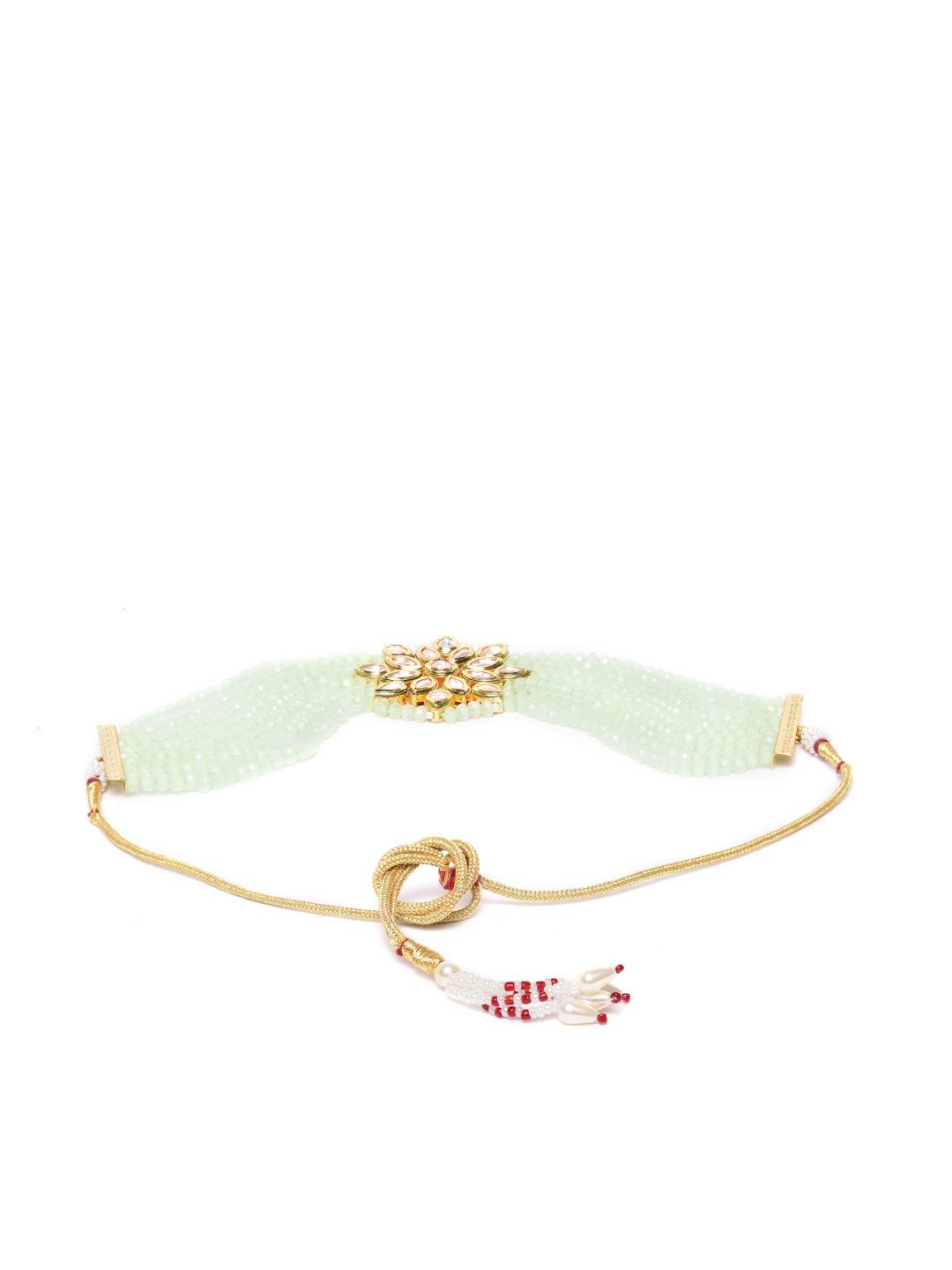 Women's Mint Green Kundan Beaded Gold Plated Choker