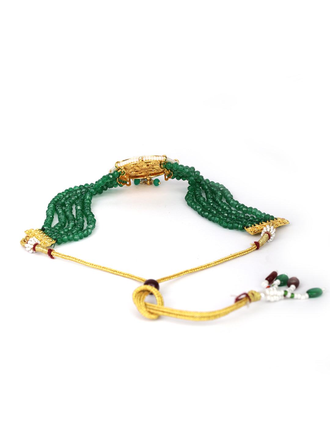 Women's  Green Beads Kundan Gold Plated Traditional Choker