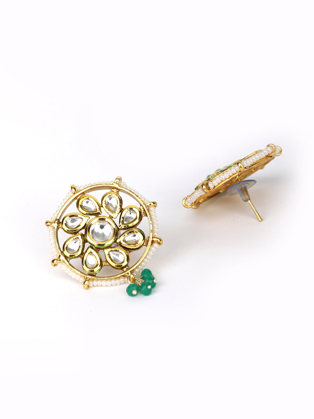 Women's  Green Beads Kundan Gold Plated Traditional Choker