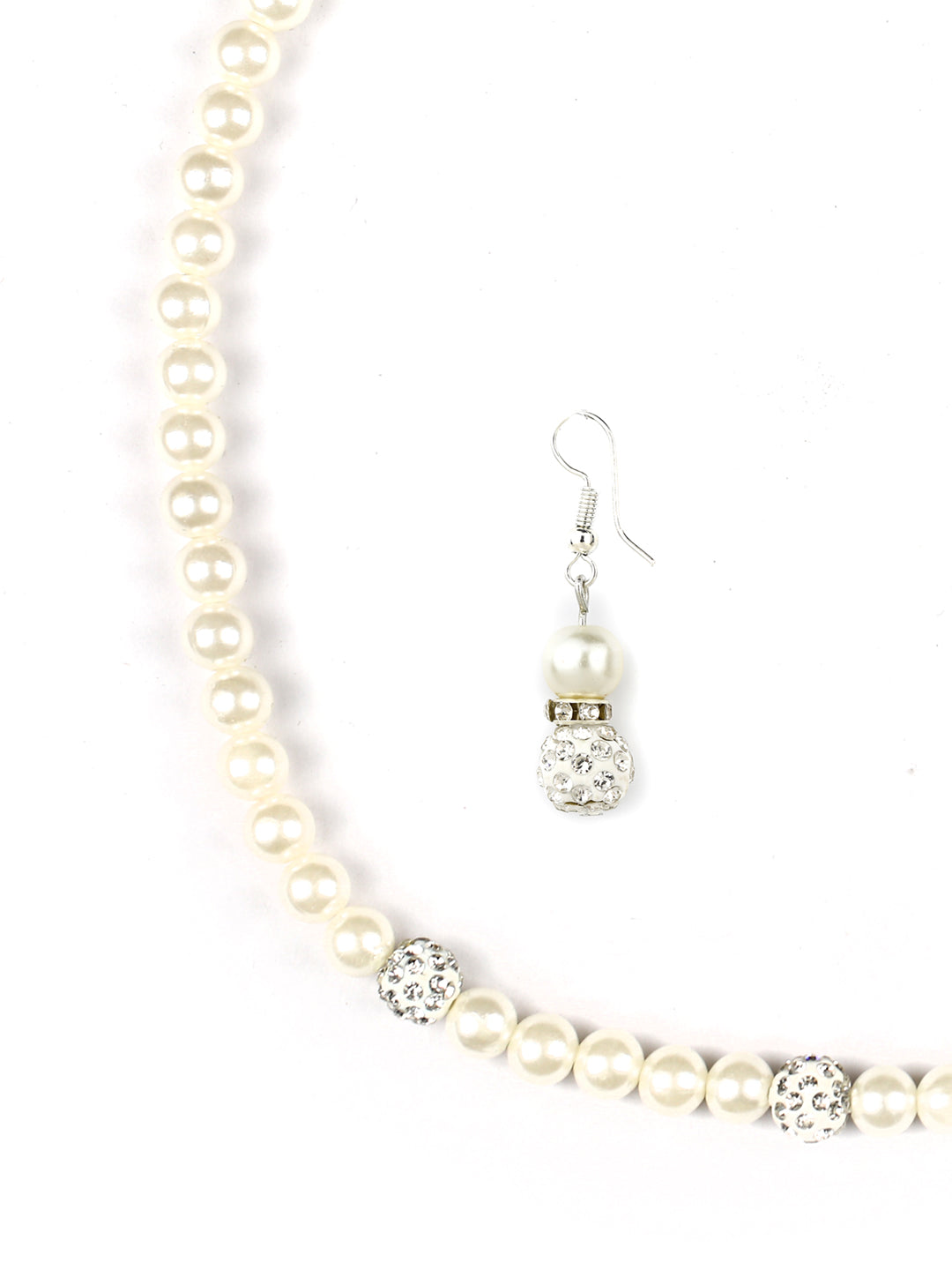 Women's  Silver Plated Pearls Jewellery Set with Bracelet