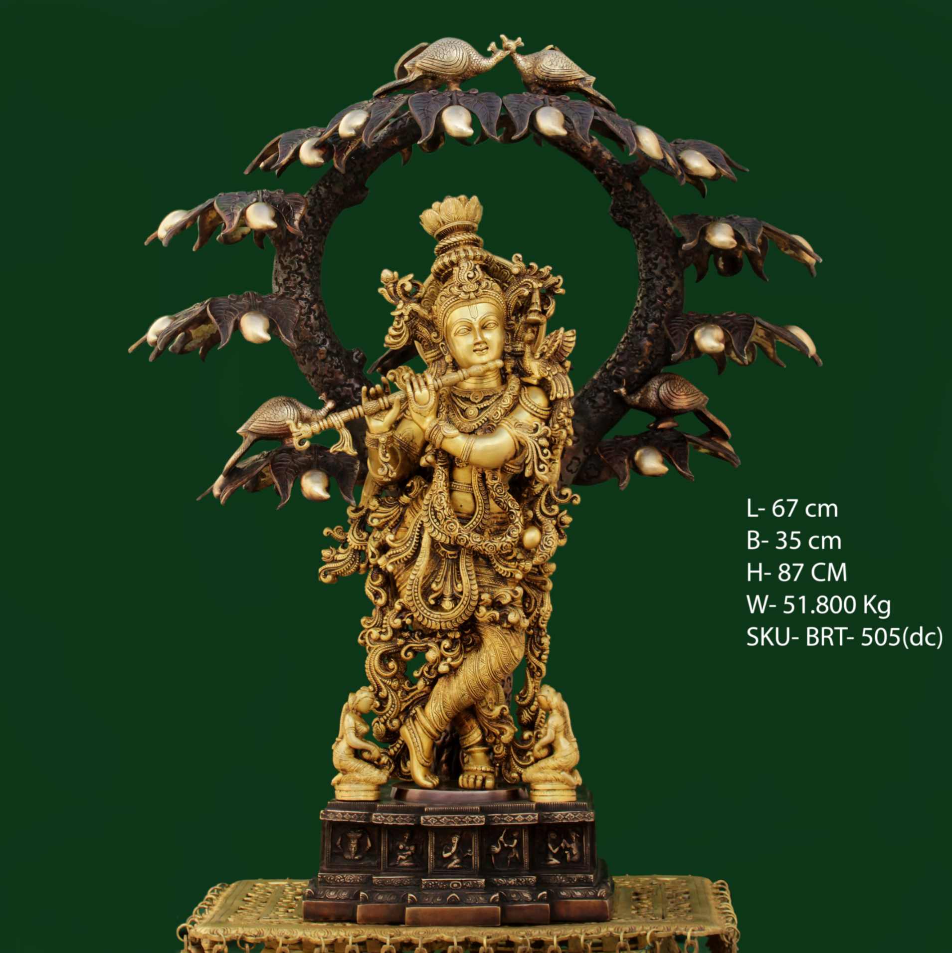 Brass Colour Tree Krishna