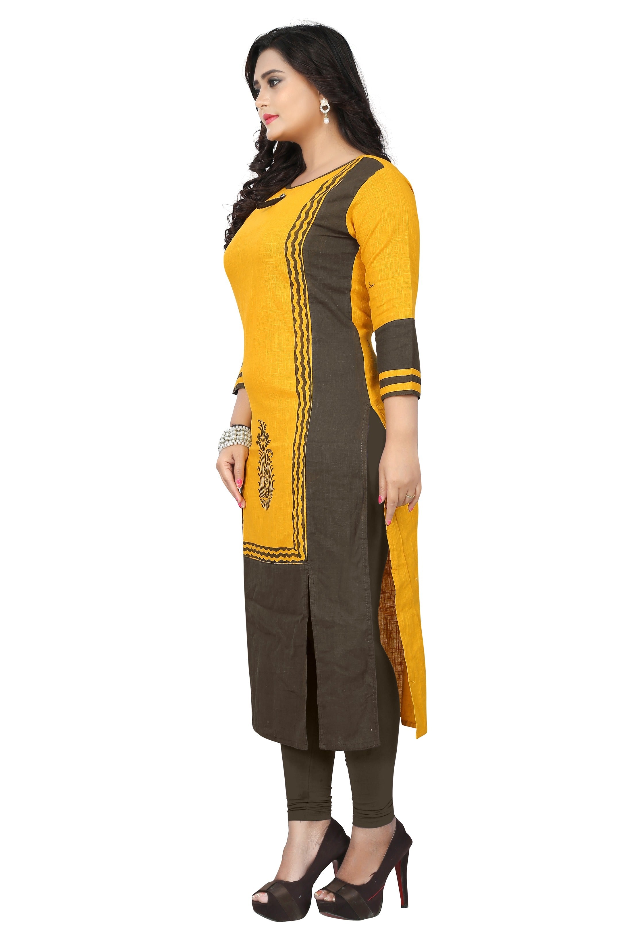 Women's Yellow Cotton Kurta