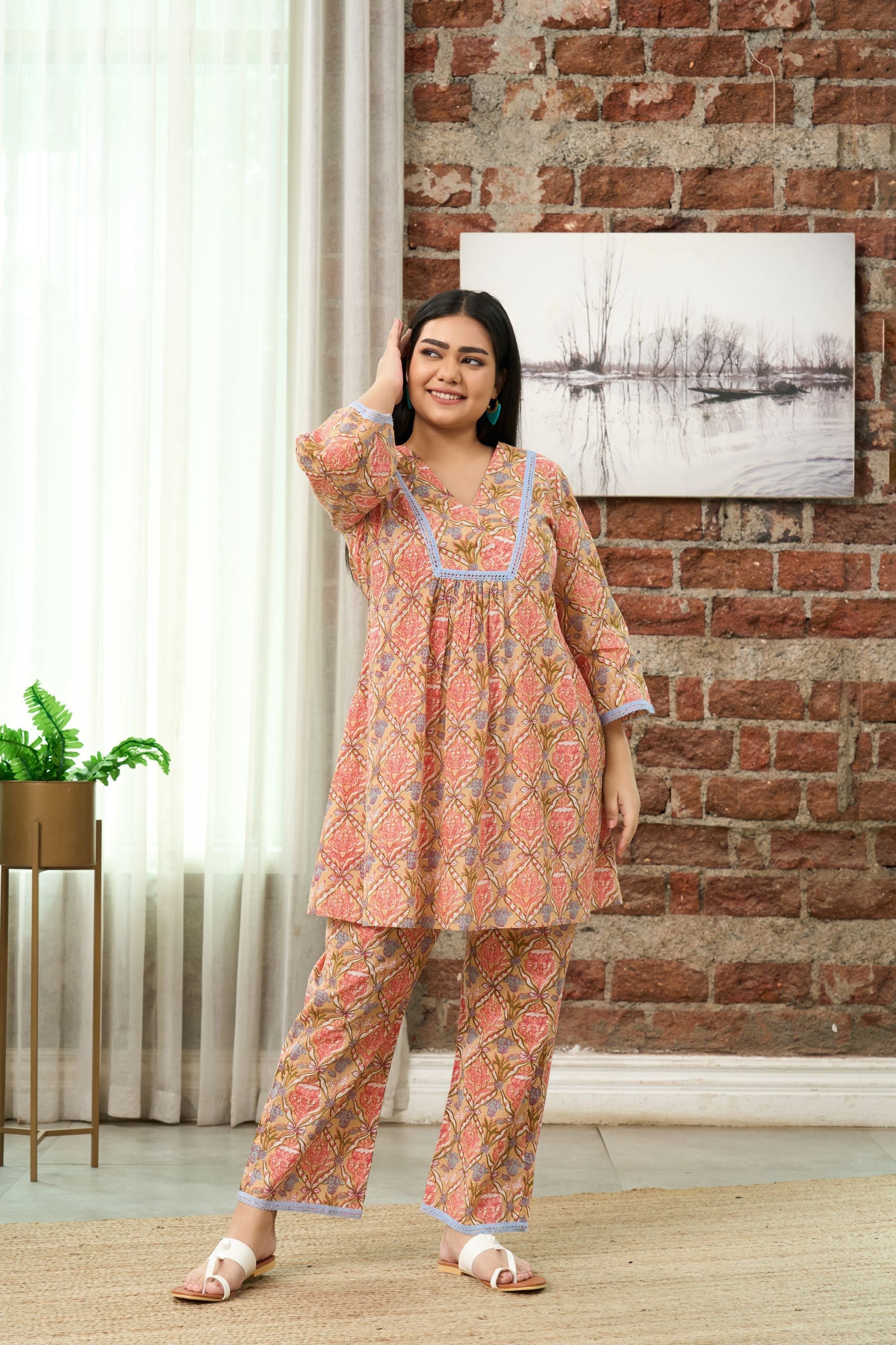 Women's Boho Floral Printed Co-Ord Set - Nangalia Ruchira