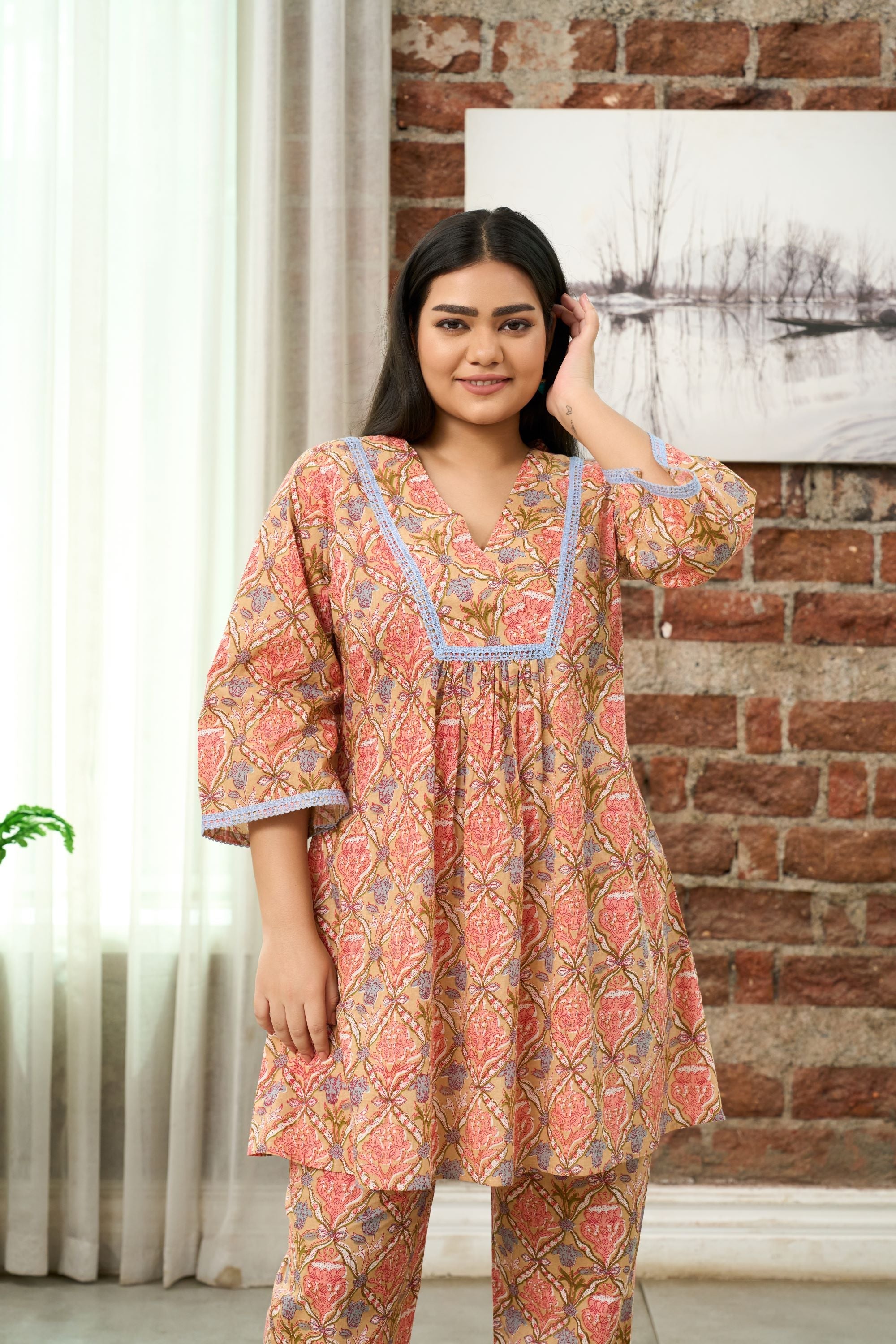 Women's Boho Floral Printed Co-Ord Set - Nangalia Ruchira