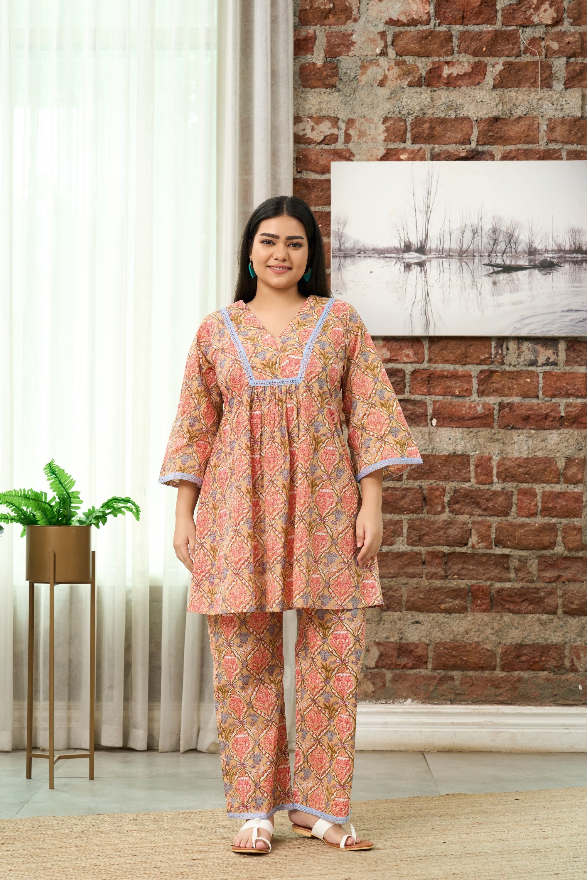 Women's Boho Floral Printed Co-Ord Set - Nangalia Ruchira