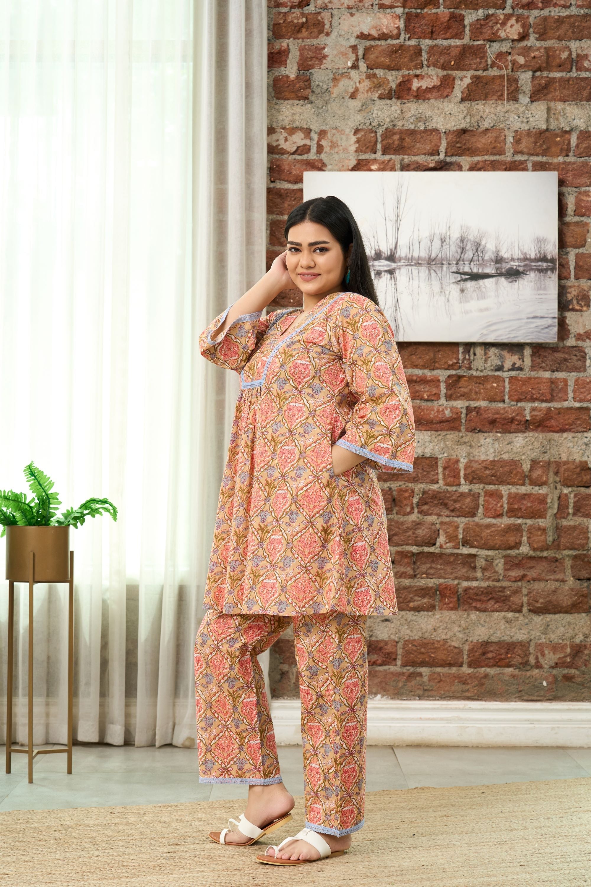 Women's Boho Floral Printed Co-Ord Set - Nangalia Ruchira