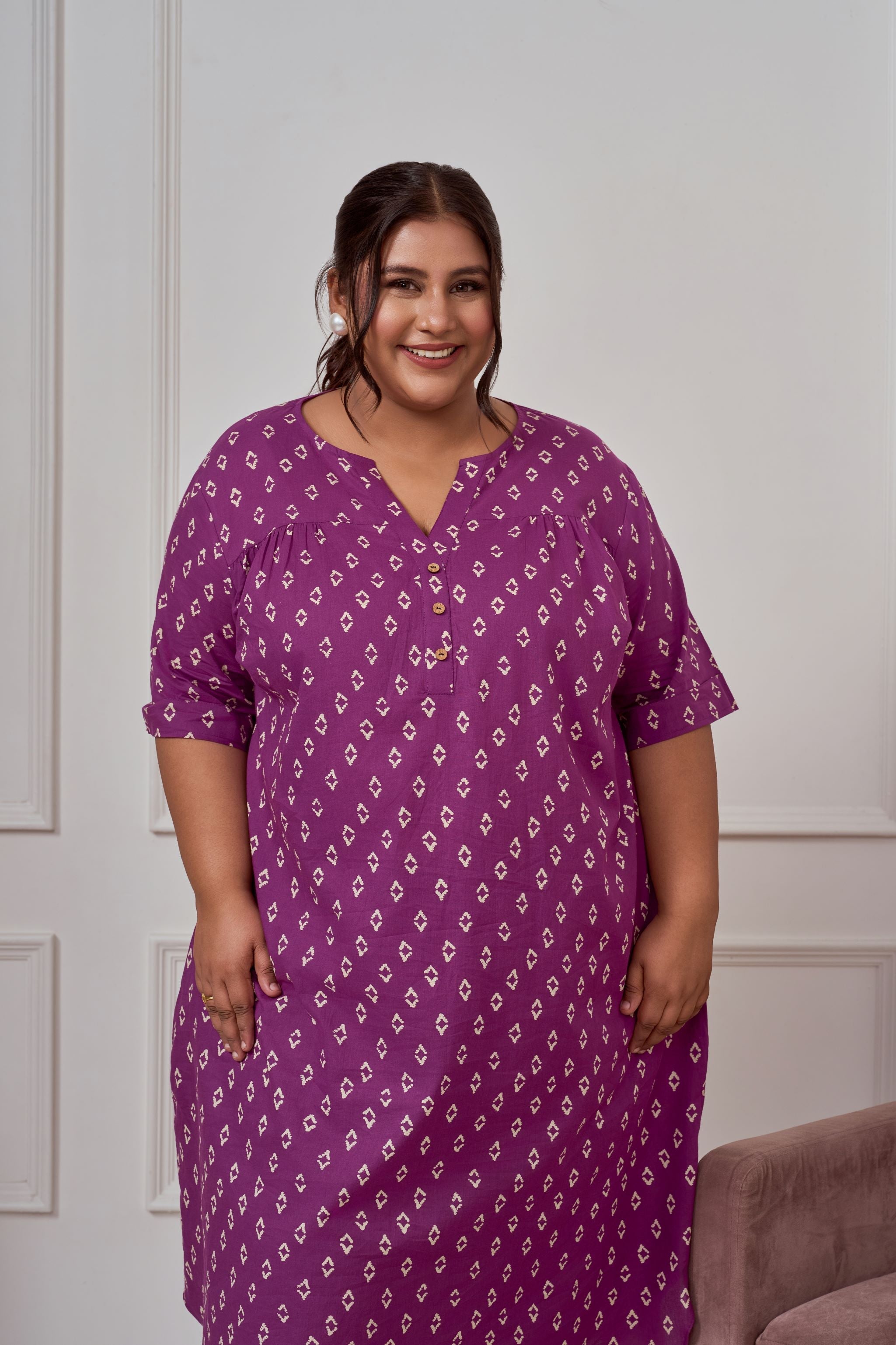 Women's Purple Printed Bandhani Cotton Co-Ord Set - Nangalia Ruchira
