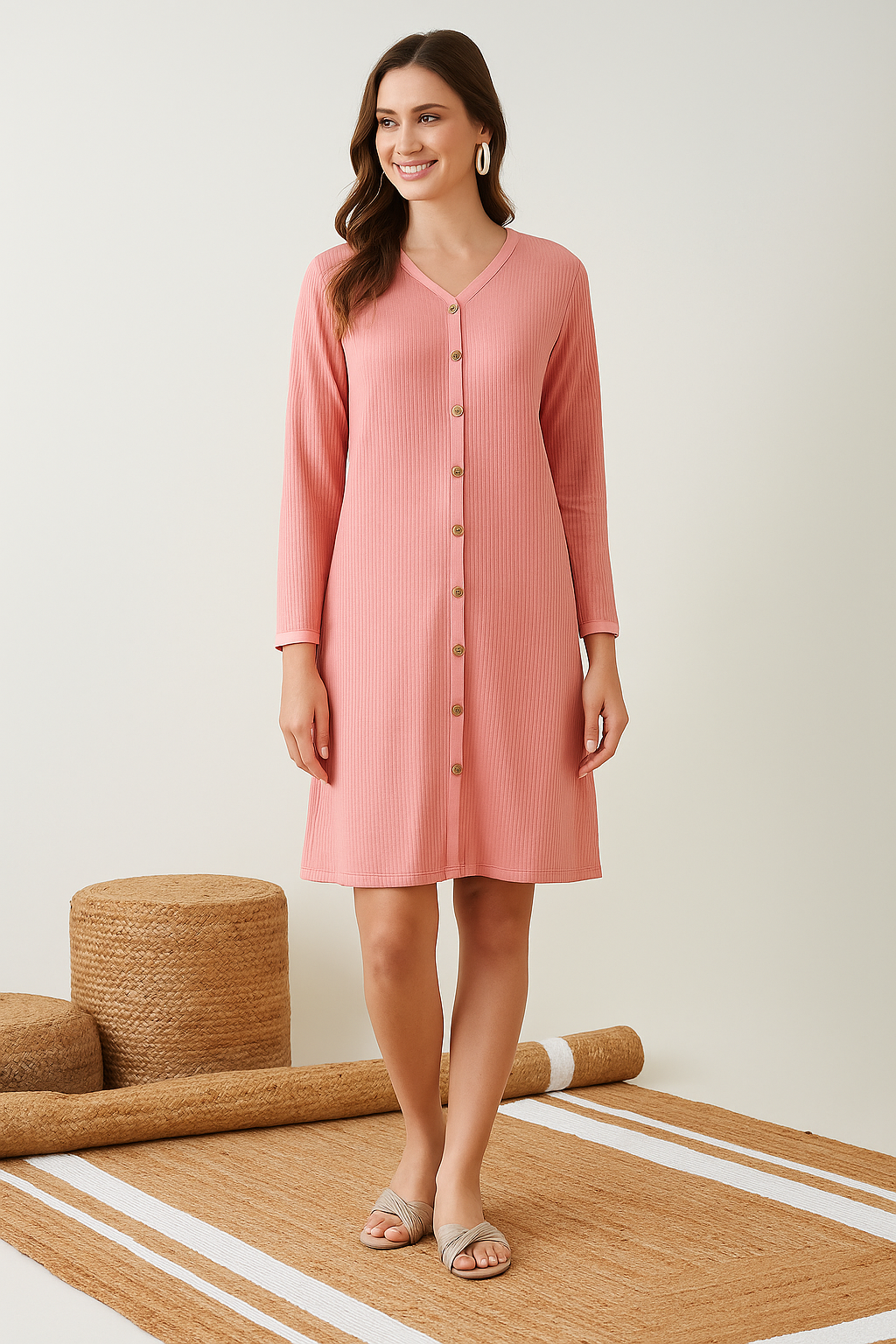 polyester night dress Casual Women's Animal Pattern Polyester Nightdress With Appliques For Summer